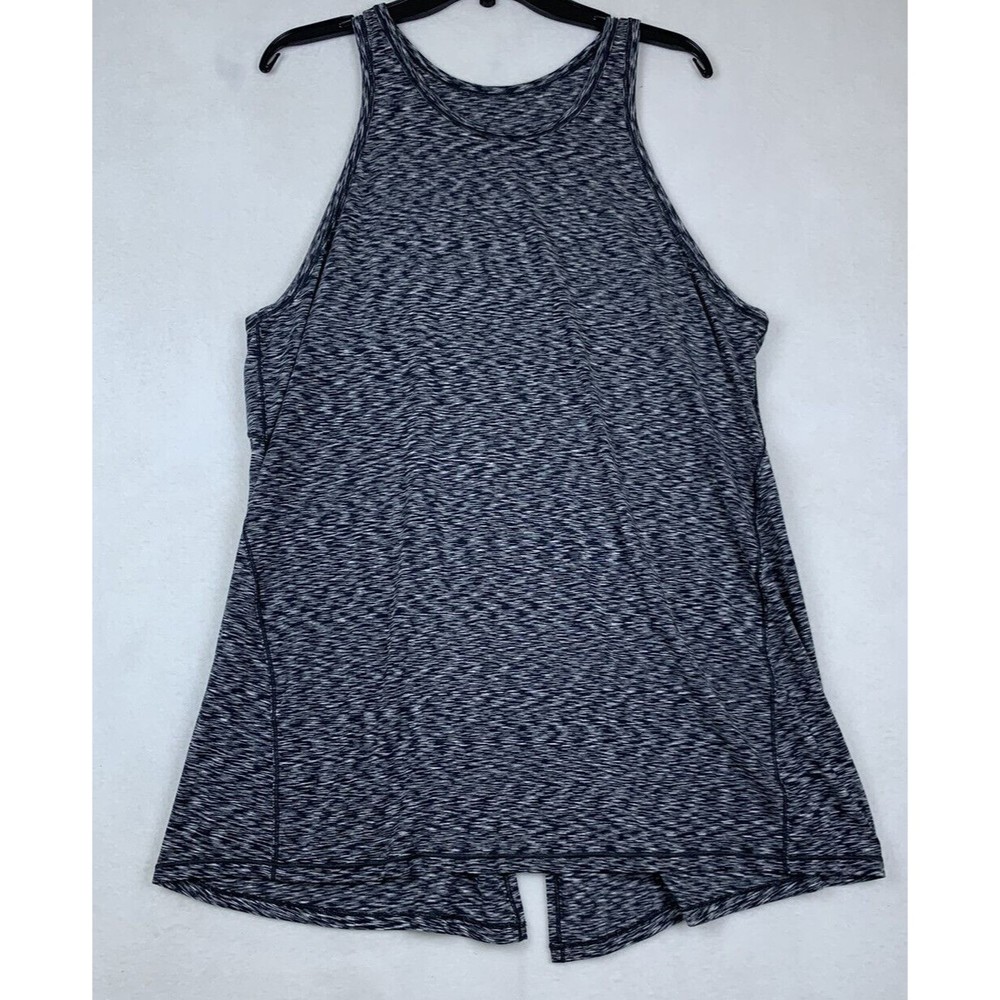 Lululemon Goal Up Tank Size Large Black White Space Dye Tie Back